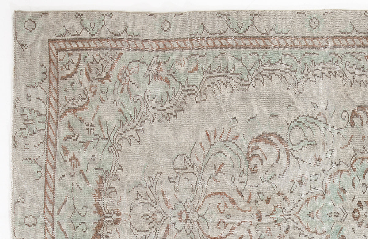 Beige Over Dyed Vintage Rug 5&#39;2&#39;&#39; x 9&#39;5&#39;&#39; ft 158 x 286 cm