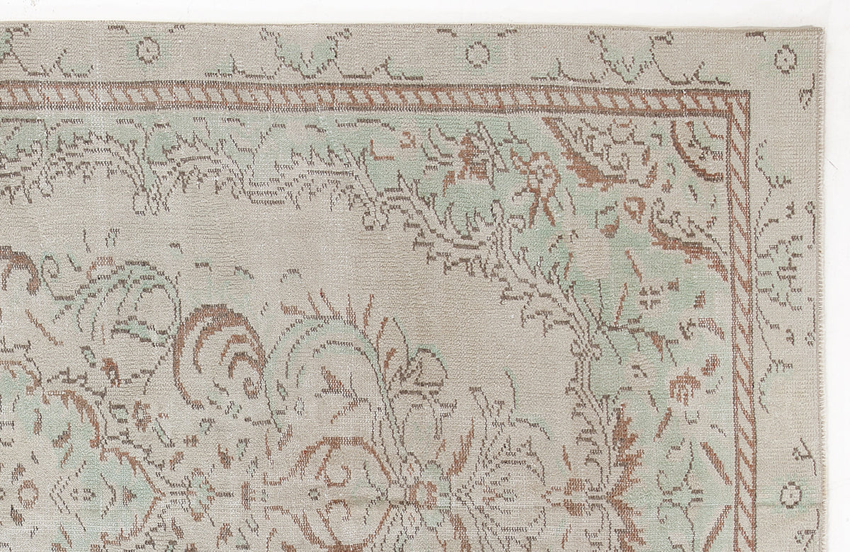 Beige Over Dyed Vintage Rug 5&#39;2&#39;&#39; x 9&#39;5&#39;&#39; ft 158 x 286 cm