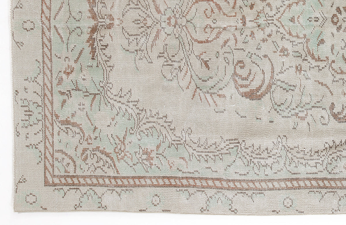 Beige Over Dyed Vintage Rug 5&#39;2&#39;&#39; x 9&#39;5&#39;&#39; ft 158 x 286 cm