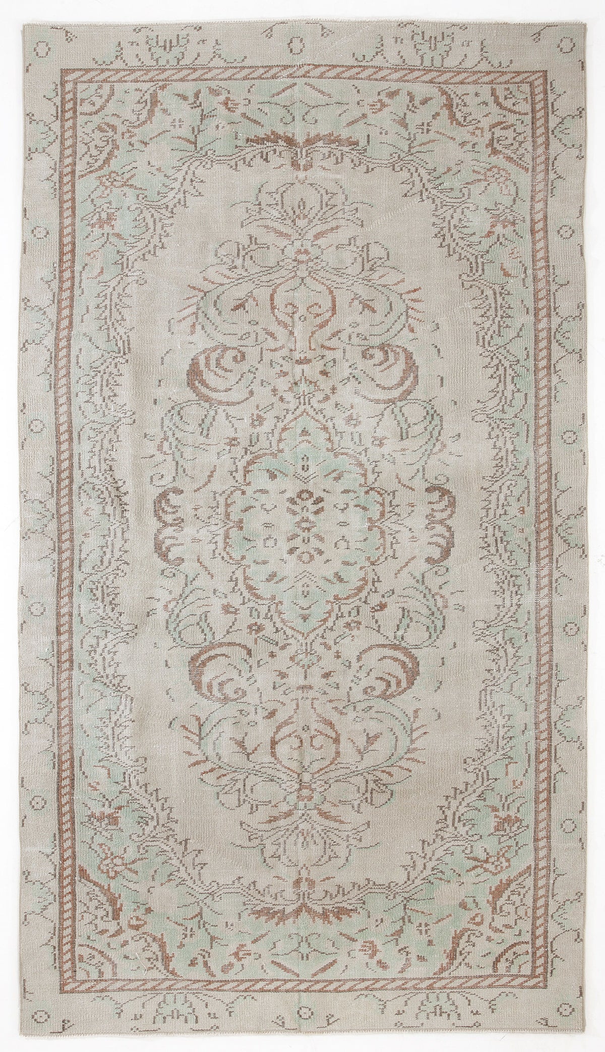 Beige Over Dyed Vintage Rug 5&#39;2&#39;&#39; x 9&#39;5&#39;&#39; ft 158 x 286 cm