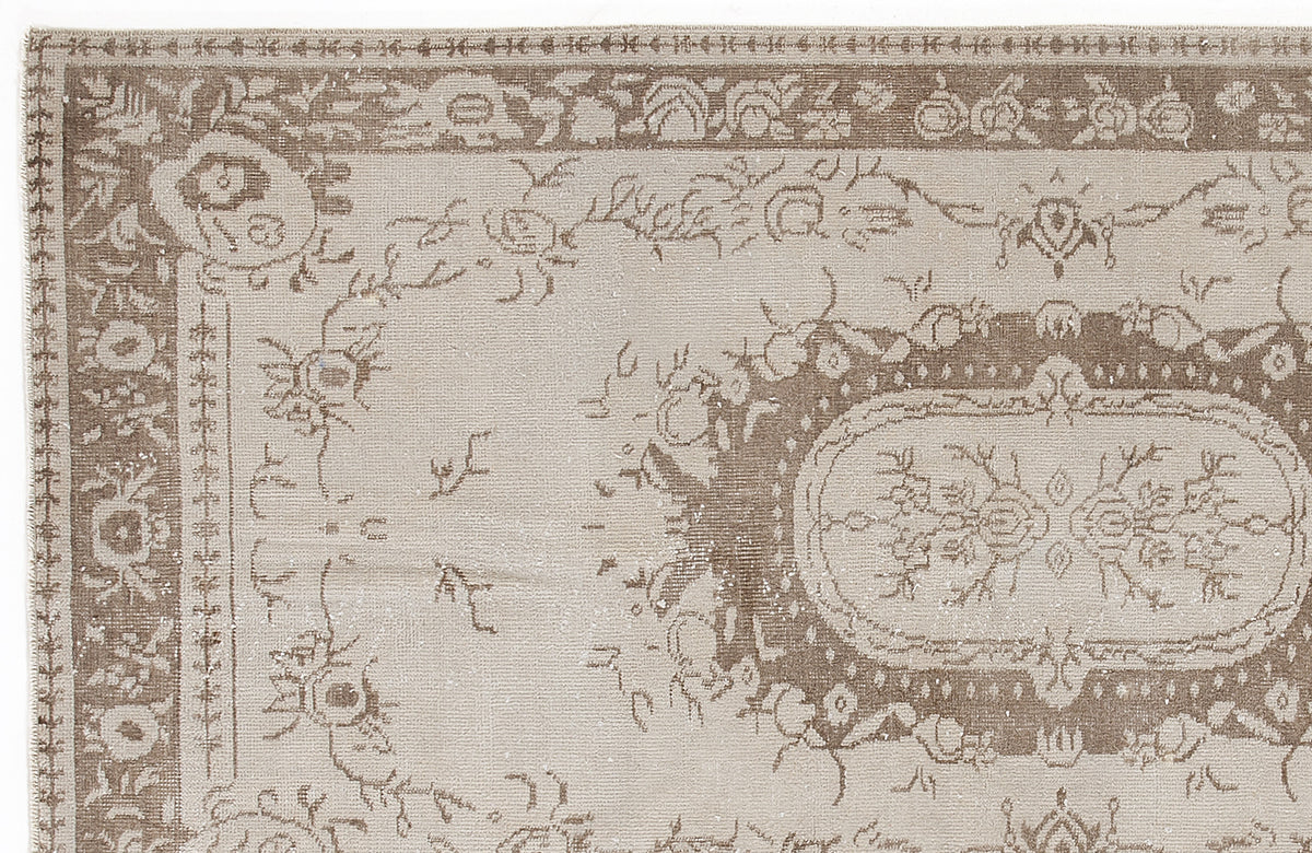 Beige Over Dyed Vintage Rug 3&#39;9&#39;&#39; x 7&#39;1&#39;&#39; ft 115 x 215 cm