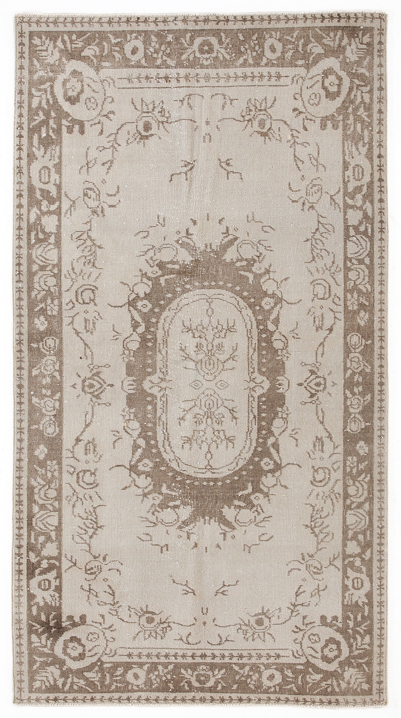 Beige Over Dyed Vintage Rug 3'9'' x 7'1'' ft 115 x 215 cm