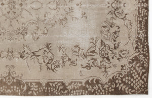 Beige Over Dyed Vintage Rug 6'3'' x 9'7'' ft 190 x 291 cm