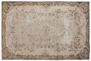 Beige Over Dyed Vintage Rug 6'3'' x 9'7'' ft 190 x 291 cm