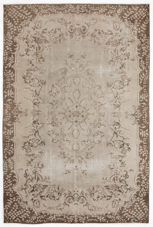 Beige Over Dyed Vintage Rug 6'3'' x 9'7'' ft 190 x 291 cm