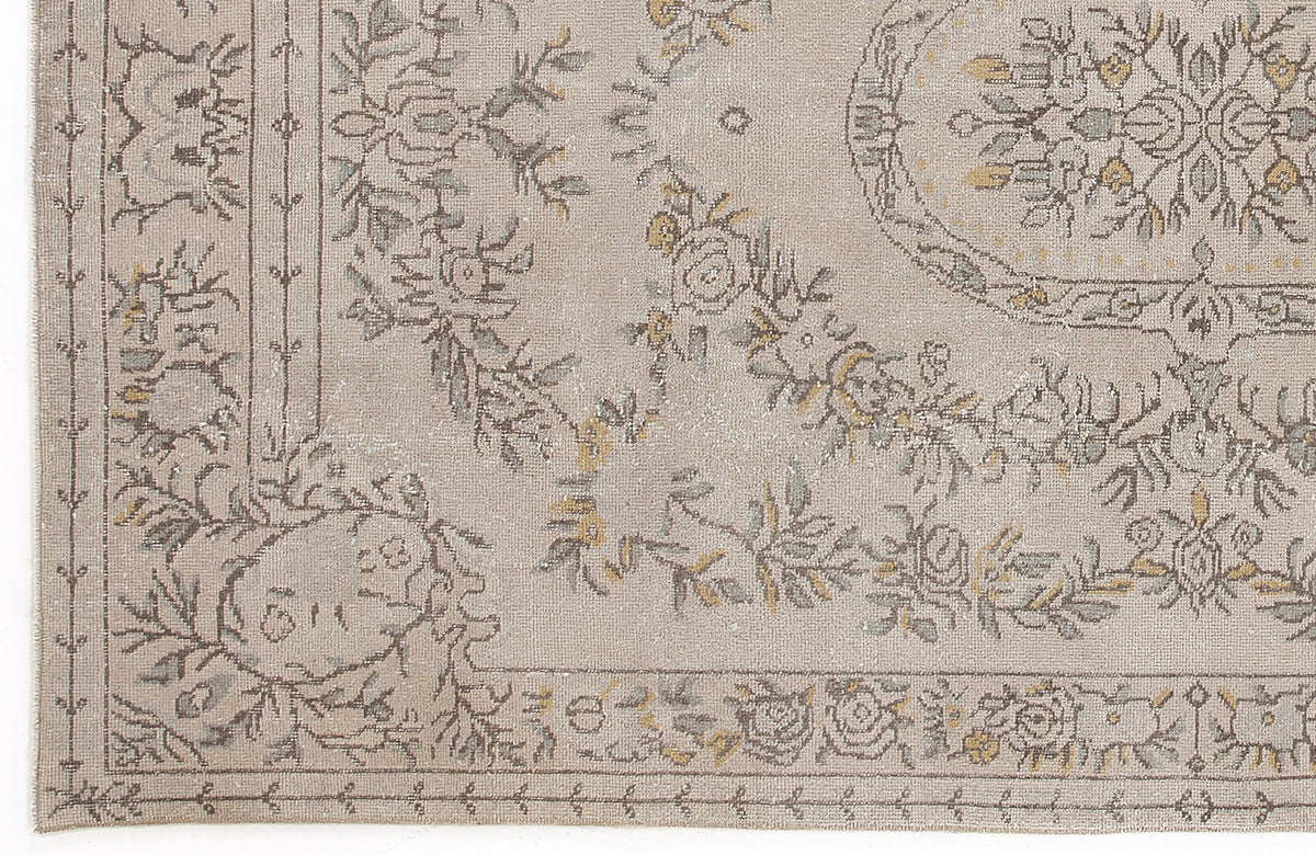 Beige Over Dyed Vintage Rug 5&#39;9&#39;&#39; x 9&#39;5&#39;&#39; ft 175 x 286 cm