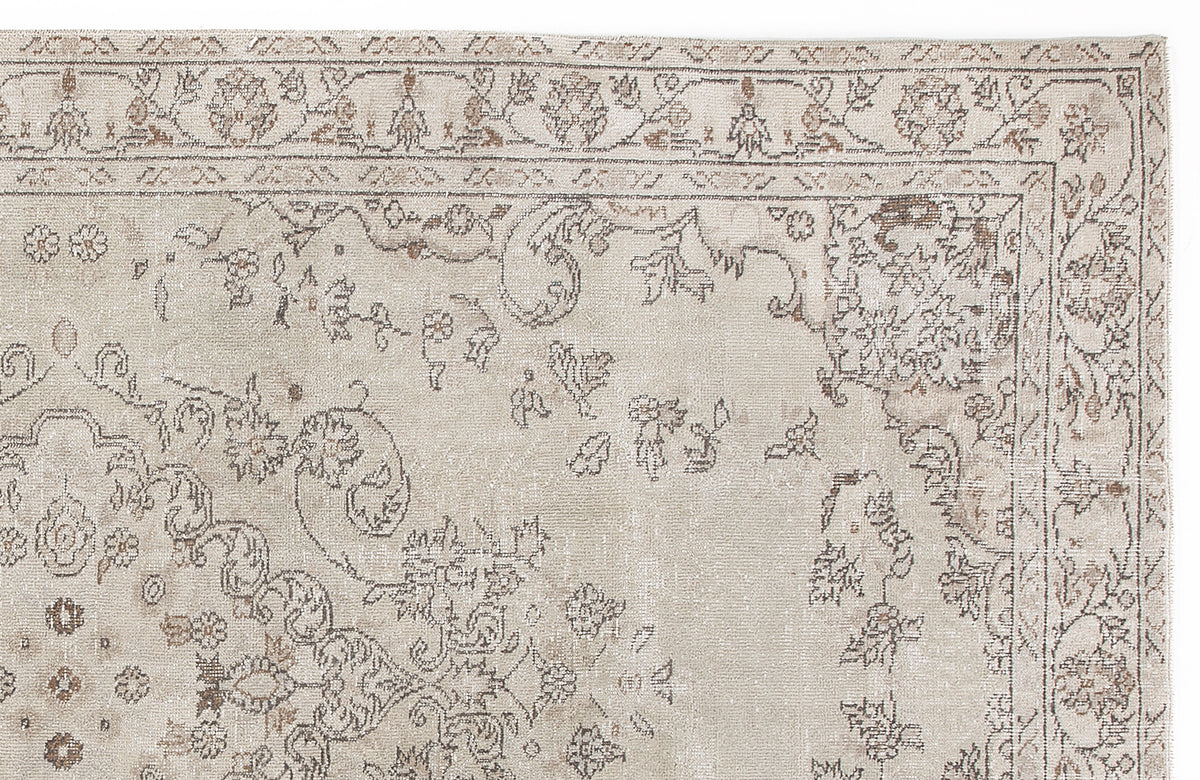 Beige Over Dyed Vintage Rug 5&#39;7&#39;&#39; x 9&#39;11&#39;&#39; ft 171 x 301 cm