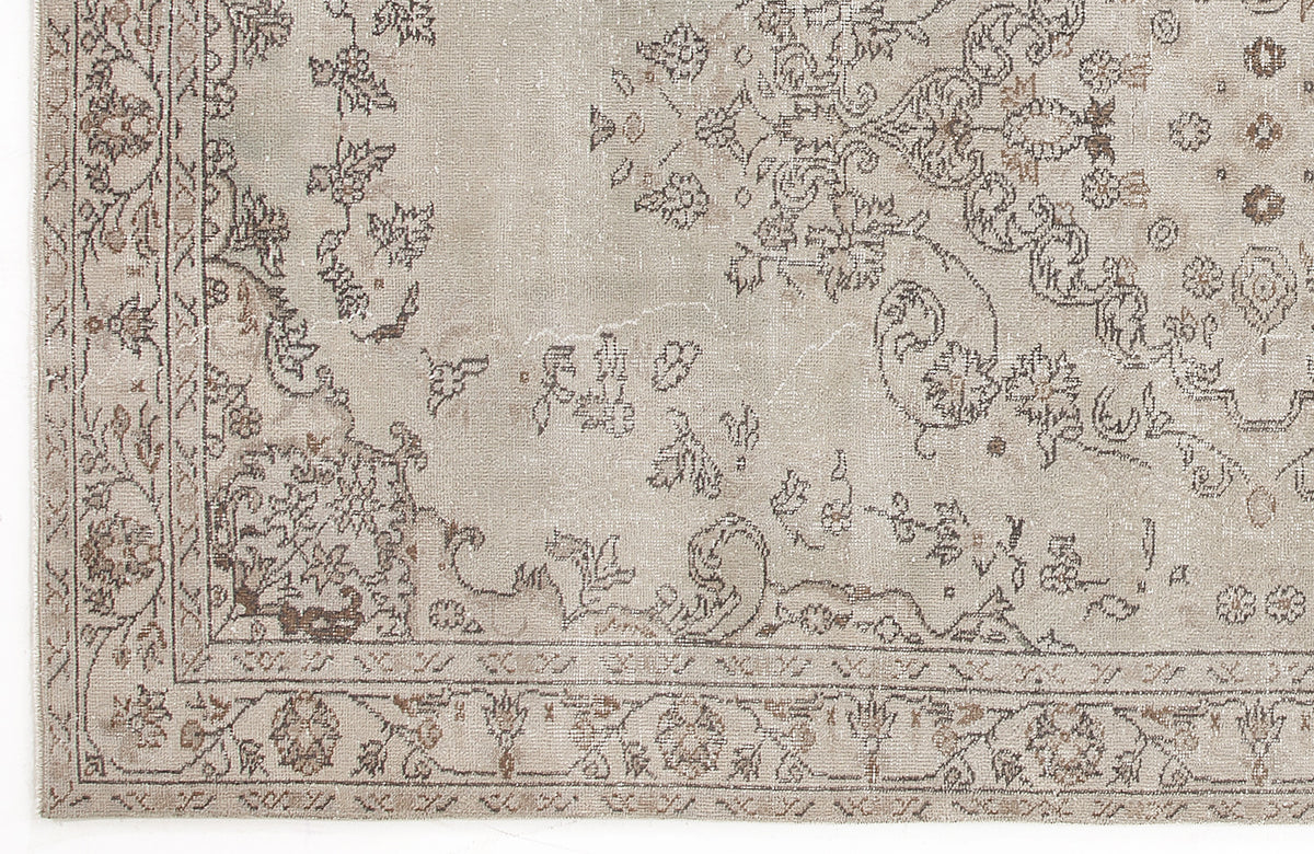 Beige Over Dyed Vintage Rug 5&#39;7&#39;&#39; x 9&#39;11&#39;&#39; ft 171 x 301 cm