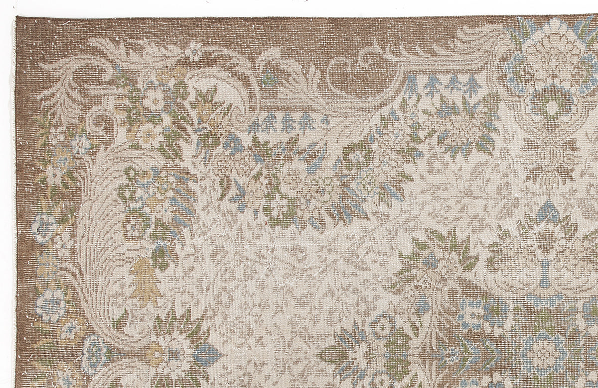 Beige Over Dyed Vintage Rug 5&#39;11&#39;&#39; x 9&#39;4&#39;&#39; ft 180 x 285 cm