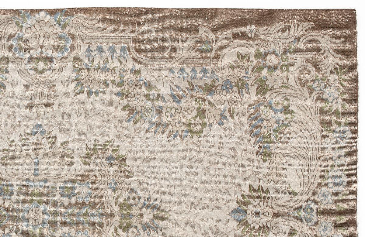 Beige Over Dyed Vintage Rug 5&#39;11&#39;&#39; x 9&#39;4&#39;&#39; ft 180 x 285 cm