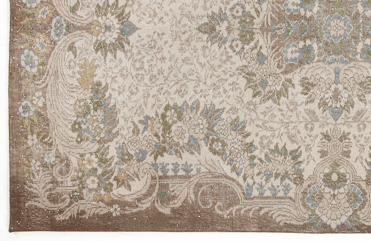 Beige Over Dyed Vintage Rug 5&#39;11&#39;&#39; x 9&#39;4&#39;&#39; ft 180 x 285 cm