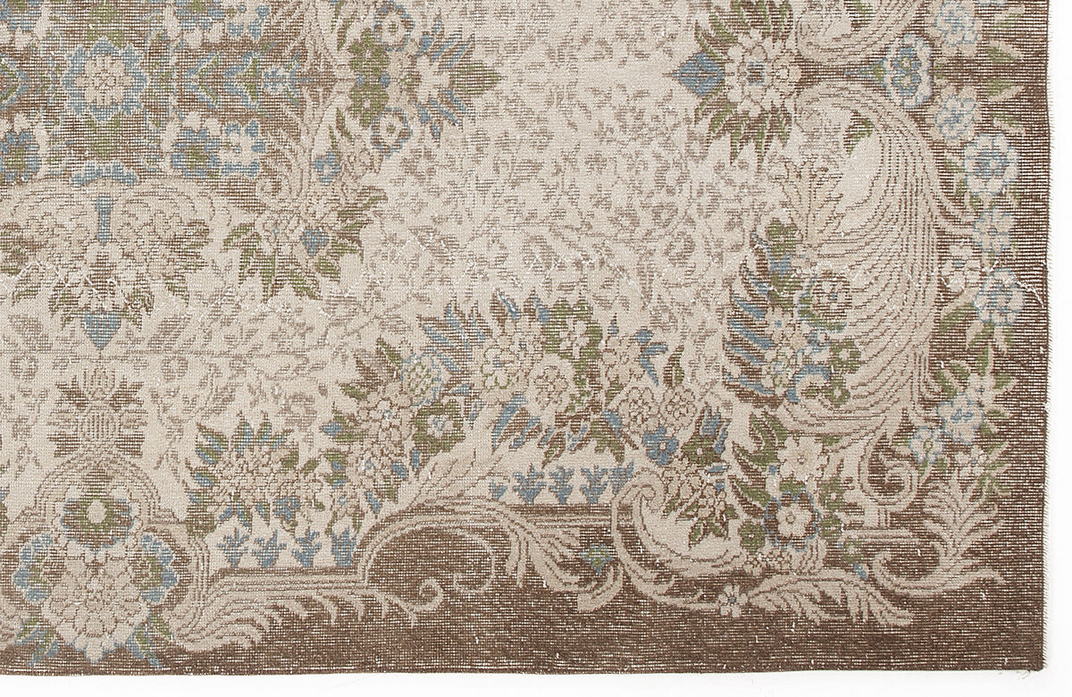 Beige Over Dyed Vintage Rug 5&#39;11&#39;&#39; x 9&#39;4&#39;&#39; ft 180 x 285 cm