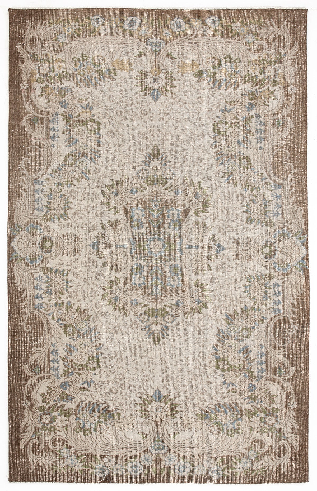 Beige Over Dyed Vintage Rug 5&#39;11&#39;&#39; x 9&#39;4&#39;&#39; ft 180 x 285 cm