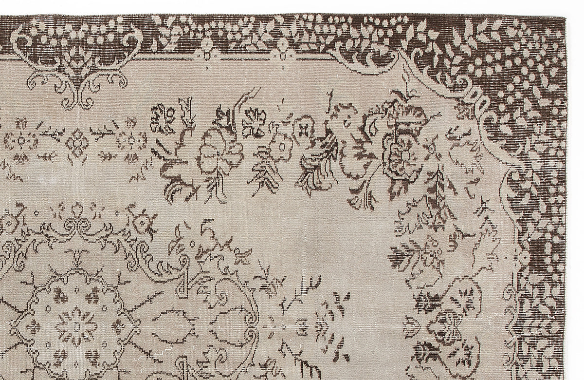Beige Over Dyed Vintage Rug 5&#39;7&#39;&#39; x 9&#39;2&#39;&#39; ft 171 x 280 cm