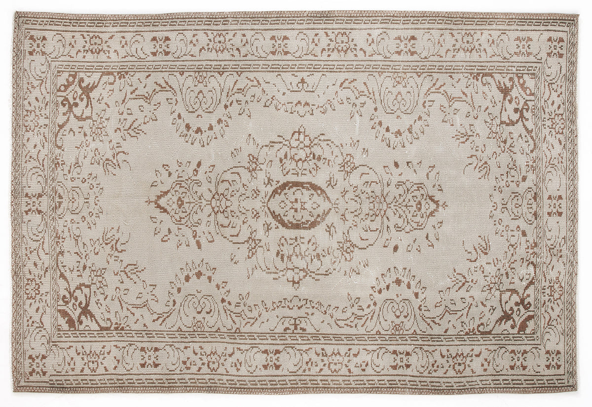 Beige Over Dyed Vintage Rug 5&#39;9&#39;&#39; x 8&#39;8&#39;&#39; ft 176 x 263 cm