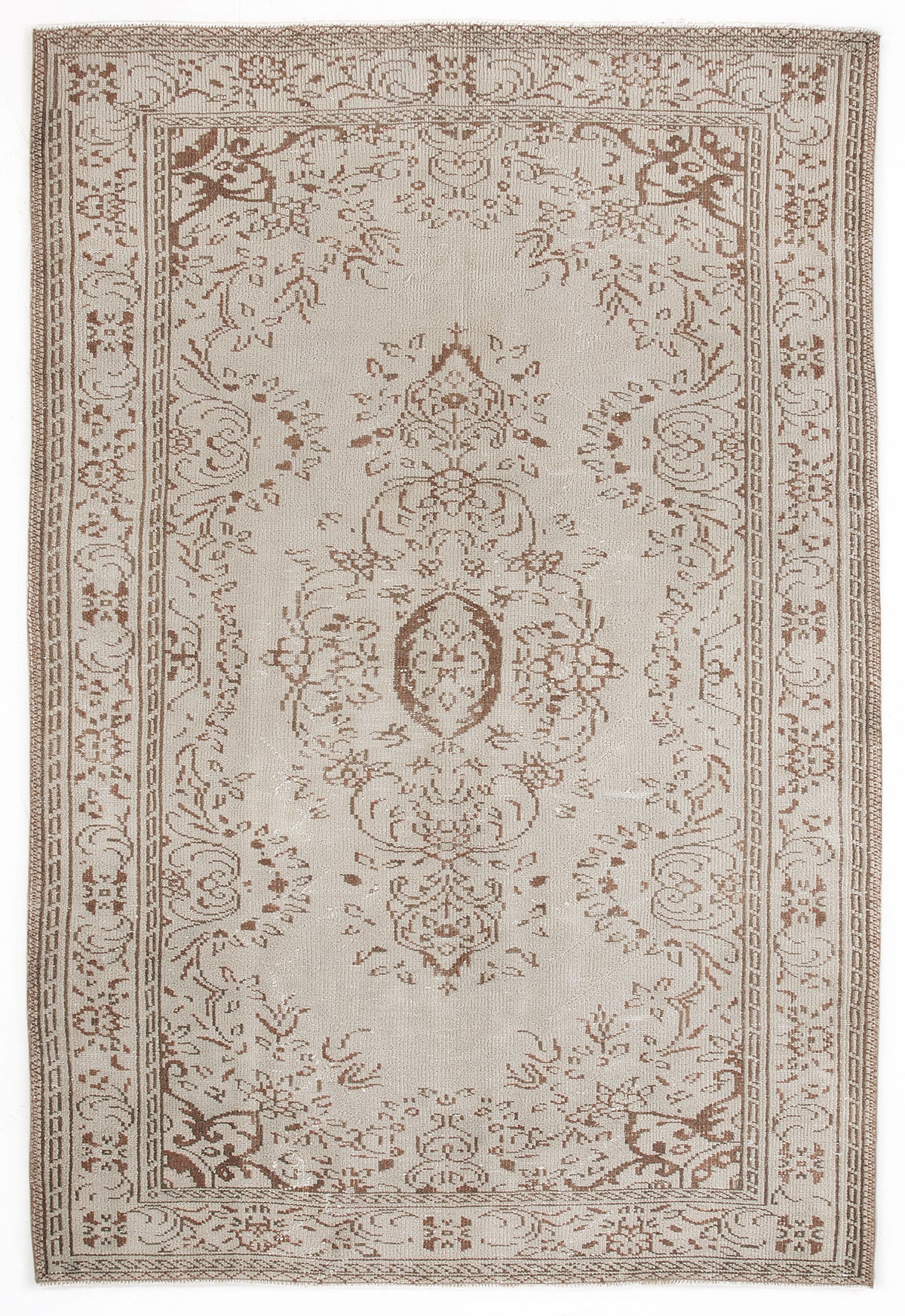 Beige Over Dyed Vintage Rug 5&#39;9&#39;&#39; x 8&#39;8&#39;&#39; ft 176 x 263 cm