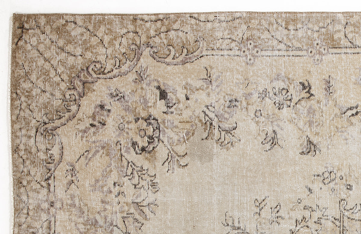 Beige Over Dyed Vintage Rug 6&#39;2&#39;&#39; x 9&#39;9&#39;&#39; ft 187 x 297 cm