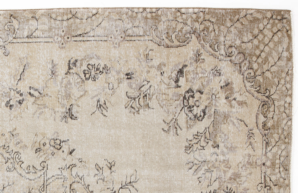 Beige Over Dyed Vintage Rug 6'2'' x 9'9'' ft 187 x 297 cm