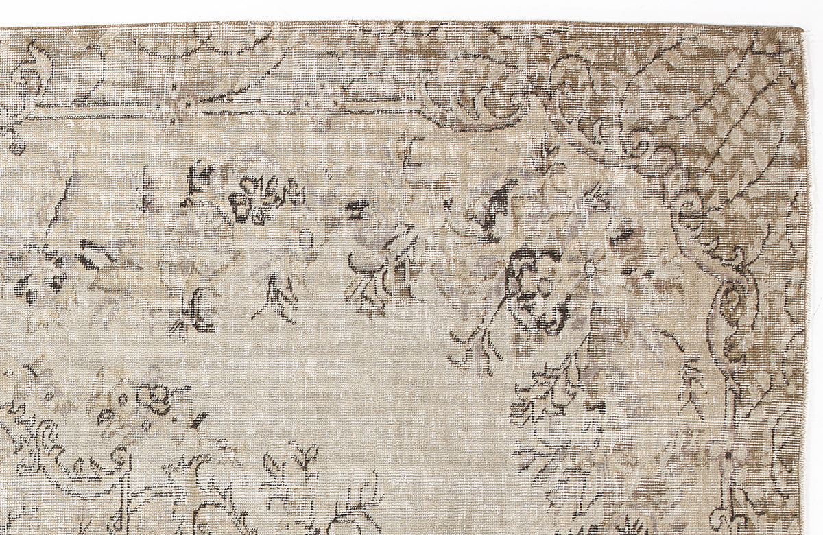 Beige Over Dyed Vintage Rug 6&#39;2&#39;&#39; x 9&#39;9&#39;&#39; ft 187 x 297 cm