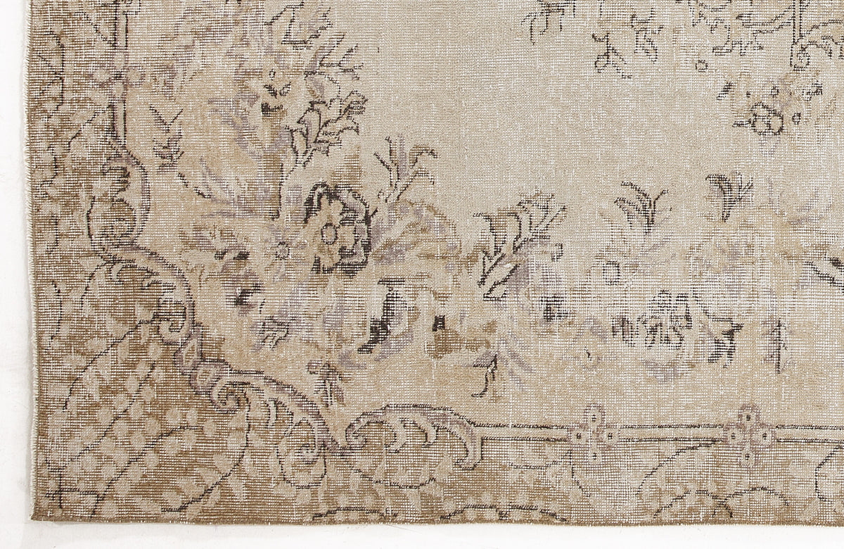 Beige Over Dyed Vintage Rug 6&#39;2&#39;&#39; x 9&#39;9&#39;&#39; ft 187 x 297 cm