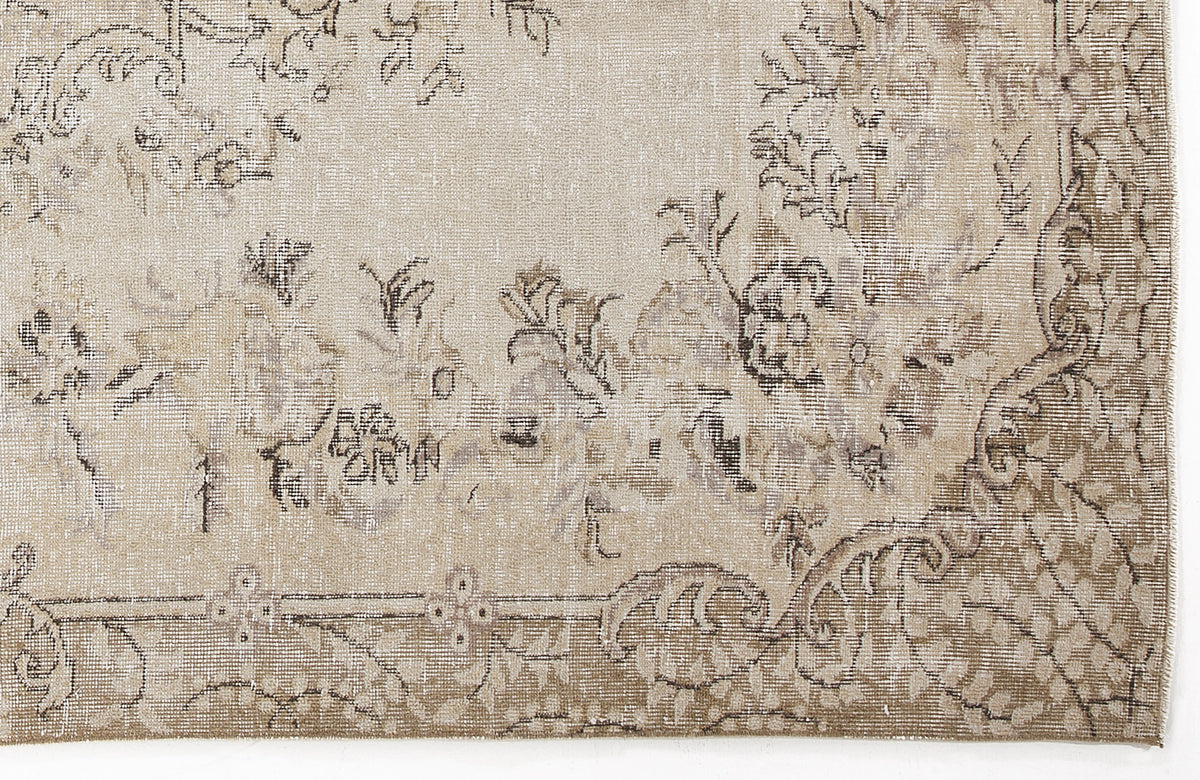 Beige Over Dyed Vintage Rug 6&#39;2&#39;&#39; x 9&#39;9&#39;&#39; ft 187 x 297 cm