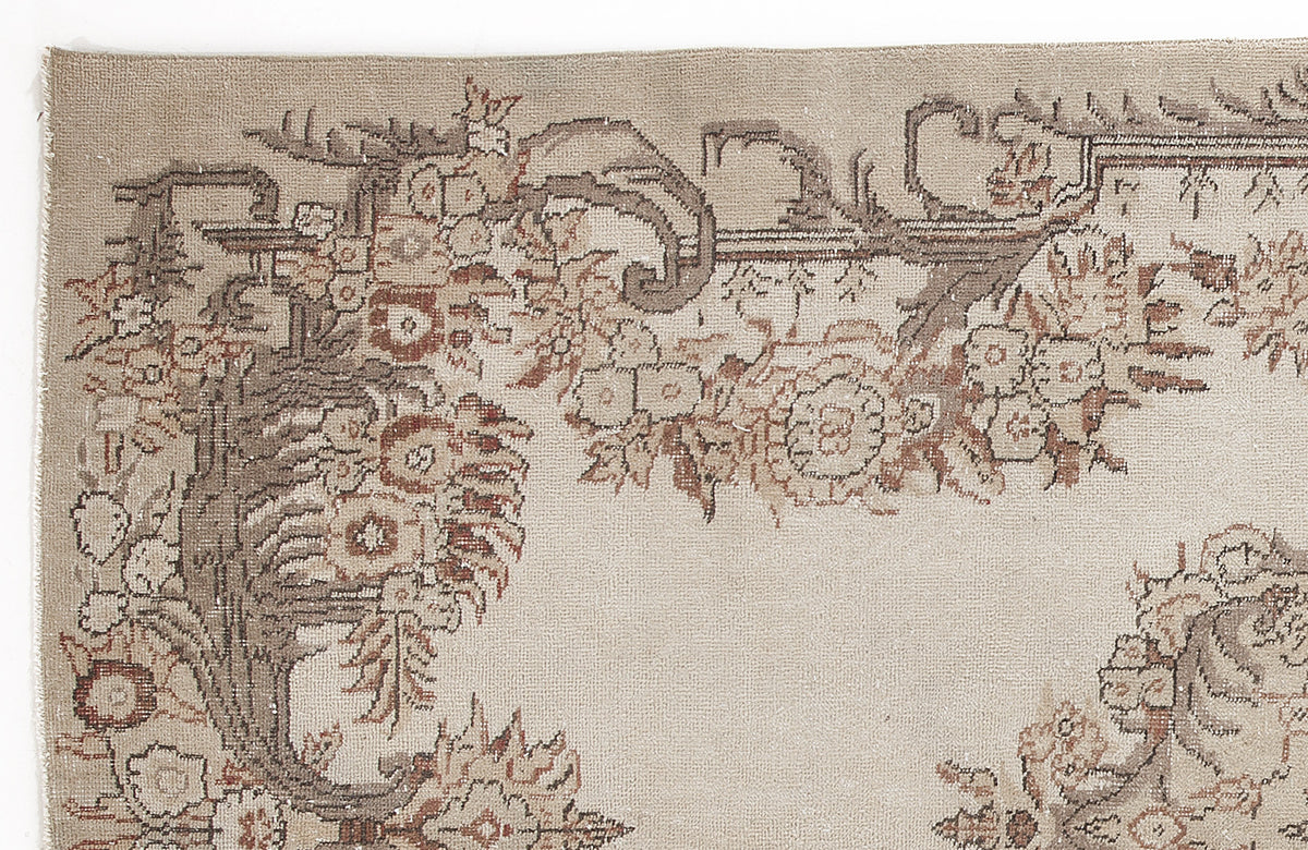 Beige Over Dyed Vintage Rug 5&#39;7&#39;&#39; x 9&#39;10&#39;&#39; ft 170 x 300 cm