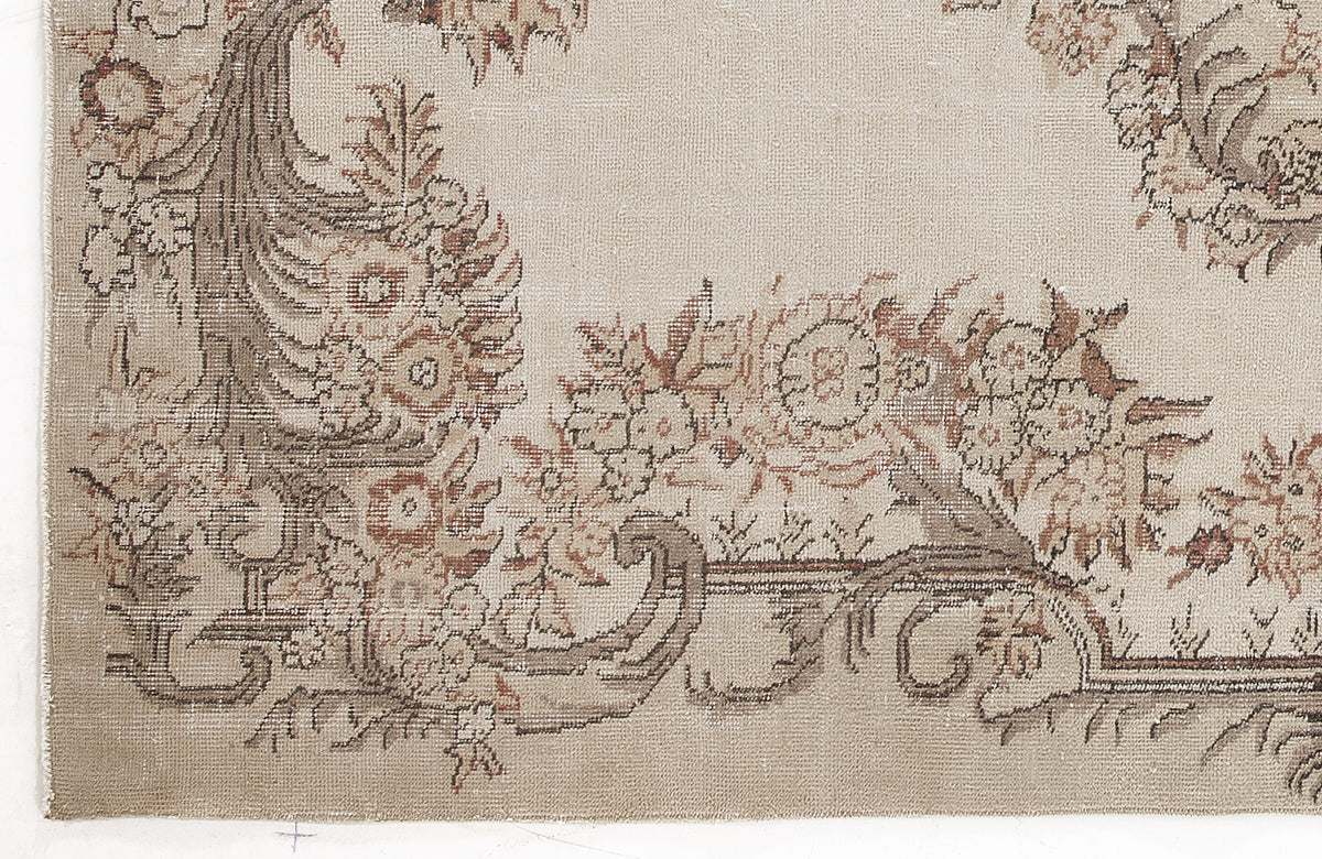 Beige Over Dyed Vintage Rug 5&#39;7&#39;&#39; x 9&#39;10&#39;&#39; ft 170 x 300 cm
