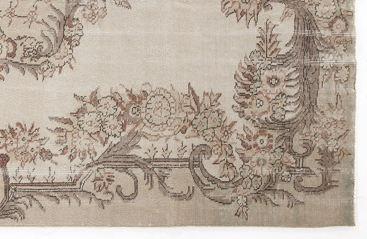 Beige Over Dyed Vintage Rug 5&#39;7&#39;&#39; x 9&#39;10&#39;&#39; ft 170 x 300 cm