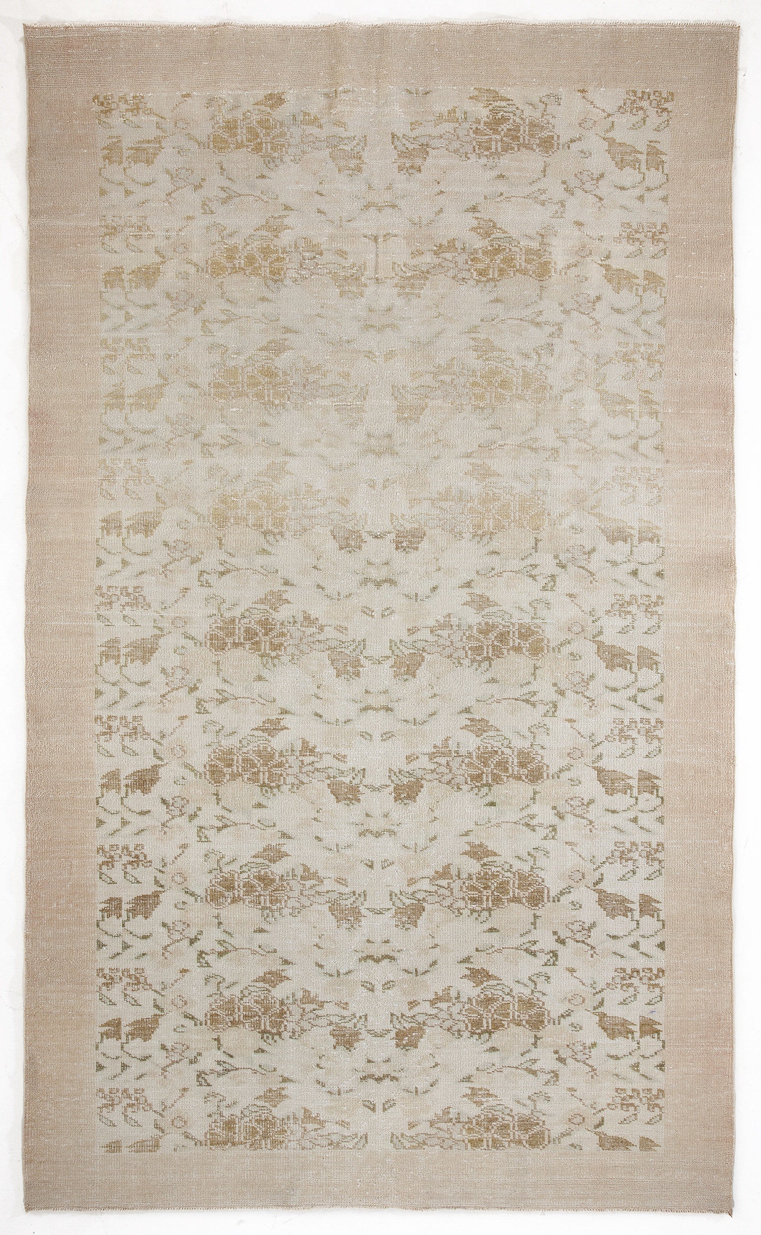 Beige Over Dyed Vintage Rug 6'2'' x 10'4'' ft 187 x 315 cm