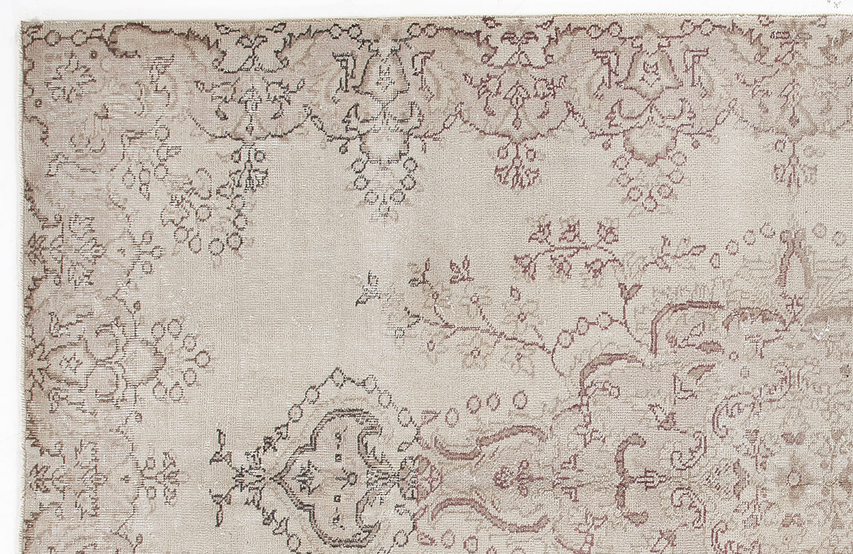 Beige Over Dyed Vintage Rug 5&#39;7&#39;&#39; x 8&#39;12&#39;&#39; ft 170 x 274 cm