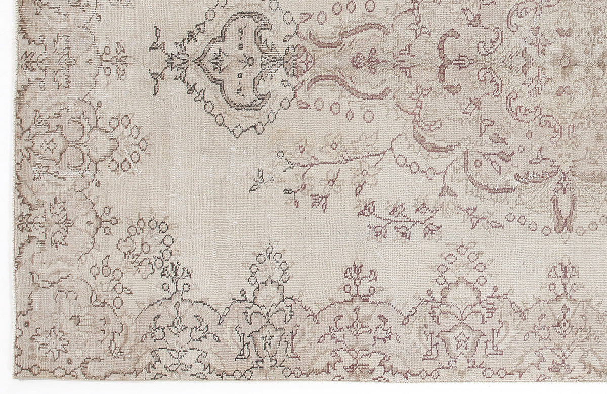 Beige Over Dyed Vintage Rug 5&#39;7&#39;&#39; x 8&#39;12&#39;&#39; ft 170 x 274 cm