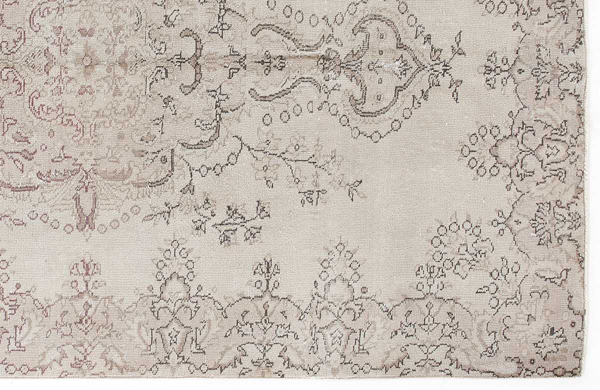 Beige Over Dyed Vintage Rug 5&#39;7&#39;&#39; x 8&#39;12&#39;&#39; ft 170 x 274 cm