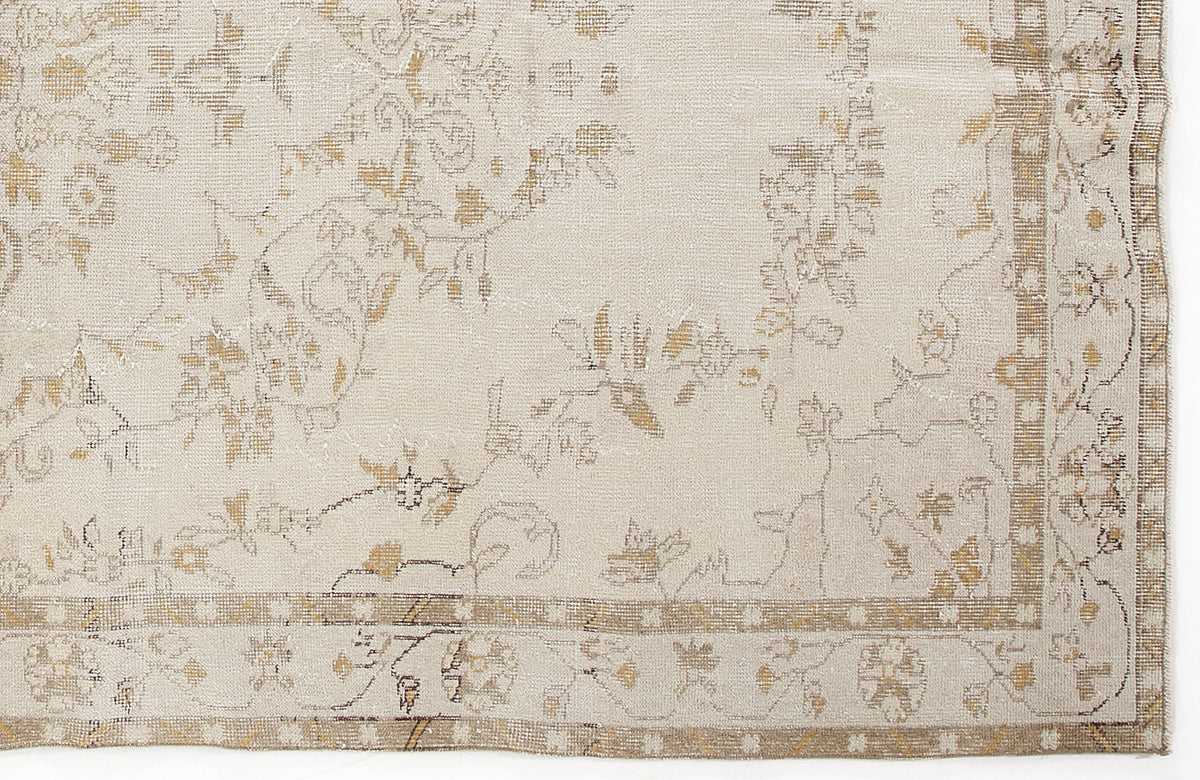 Beige Over Dyed Vintage Rug 6&#39;0&#39;&#39; x 9&#39;8&#39;&#39; ft 184 x 295 cm