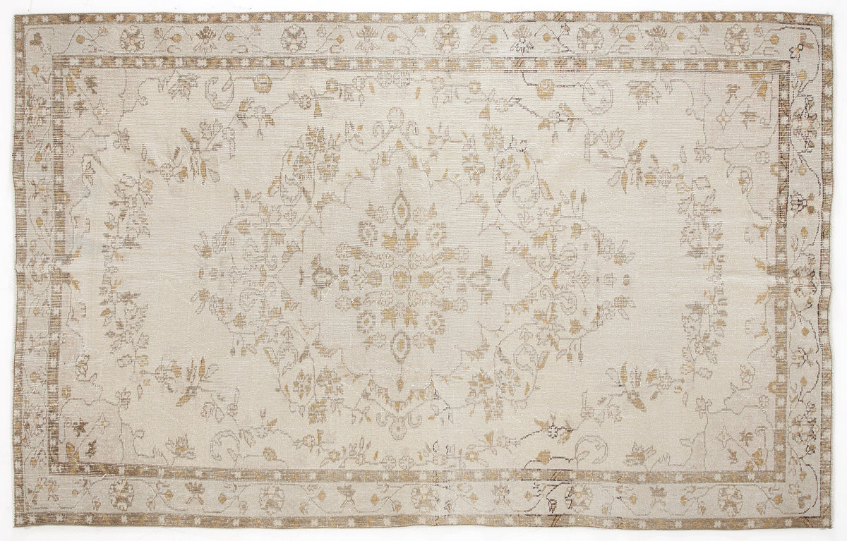 Beige Over Dyed Vintage Rug 6&#39;0&#39;&#39; x 9&#39;8&#39;&#39; ft 184 x 295 cm