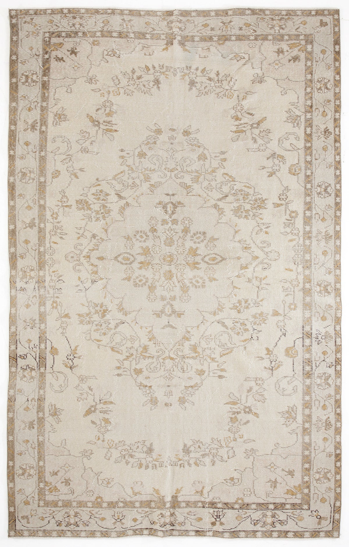 Beige Over Dyed Vintage Rug 6&#39;0&#39;&#39; x 9&#39;8&#39;&#39; ft 184 x 295 cm