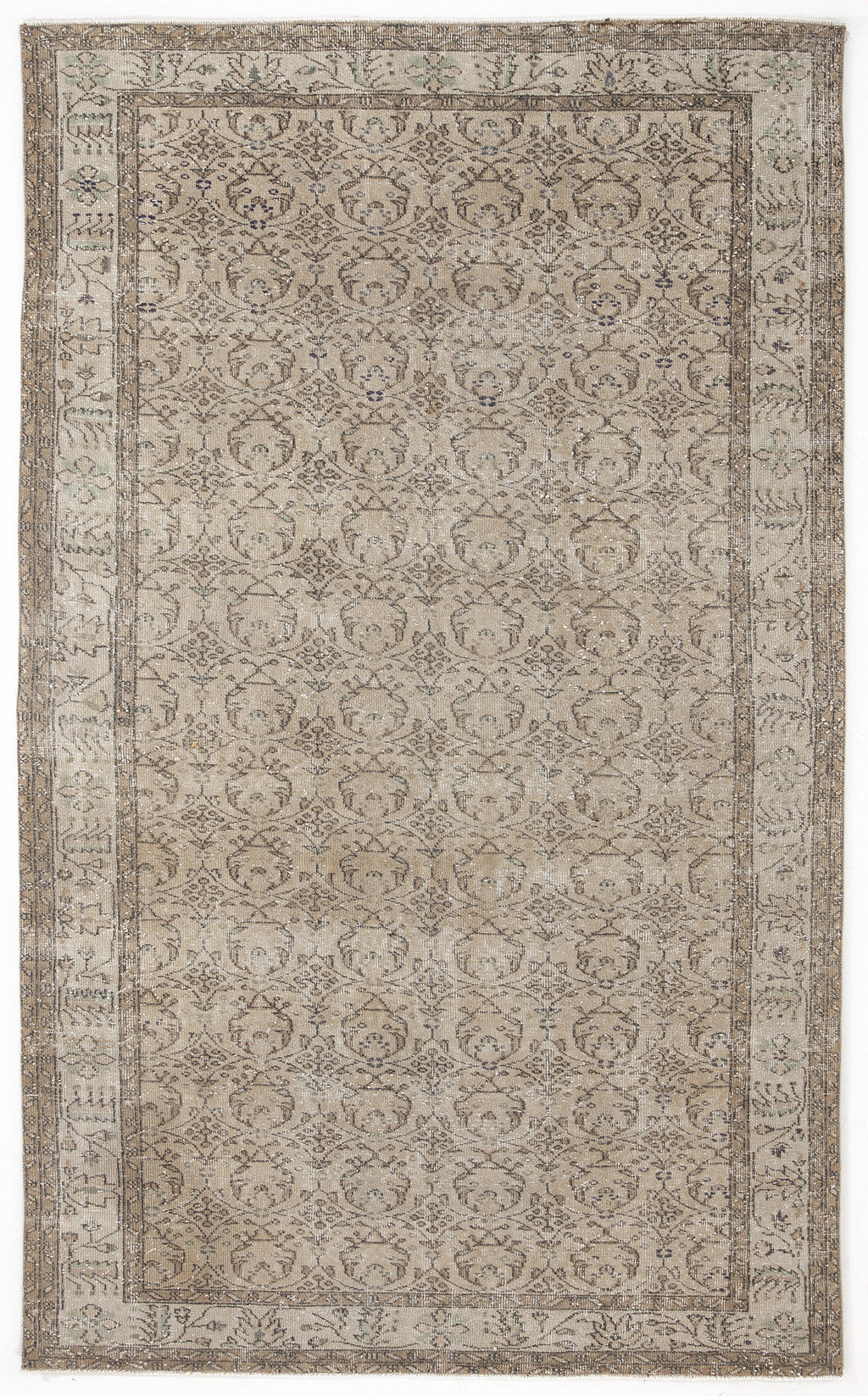 Beige Over Dyed Vintage Rug 5'7'' x 9'3'' ft 170 x 281 cm