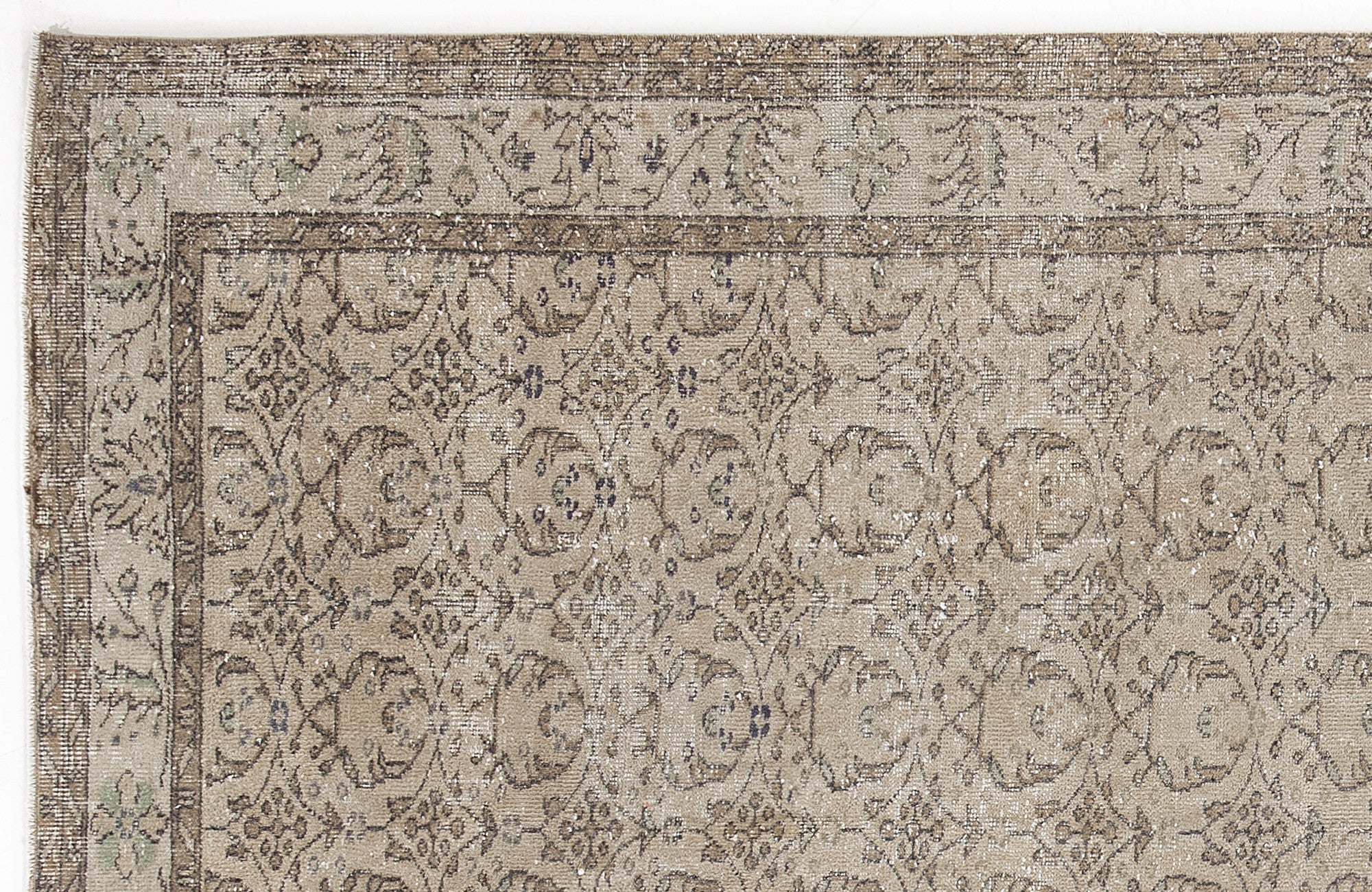 Beige Over Dyed Vintage Rug 5'7'' x 9'3'' ft 170 x 281 cm