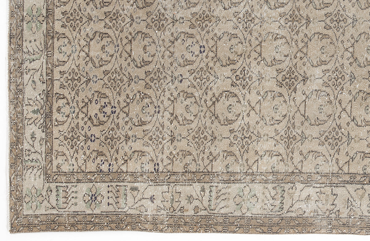 Beige Over Dyed Vintage Rug 5&#39;7&#39;&#39; x 9&#39;3&#39;&#39; ft 170 x 281 cm
