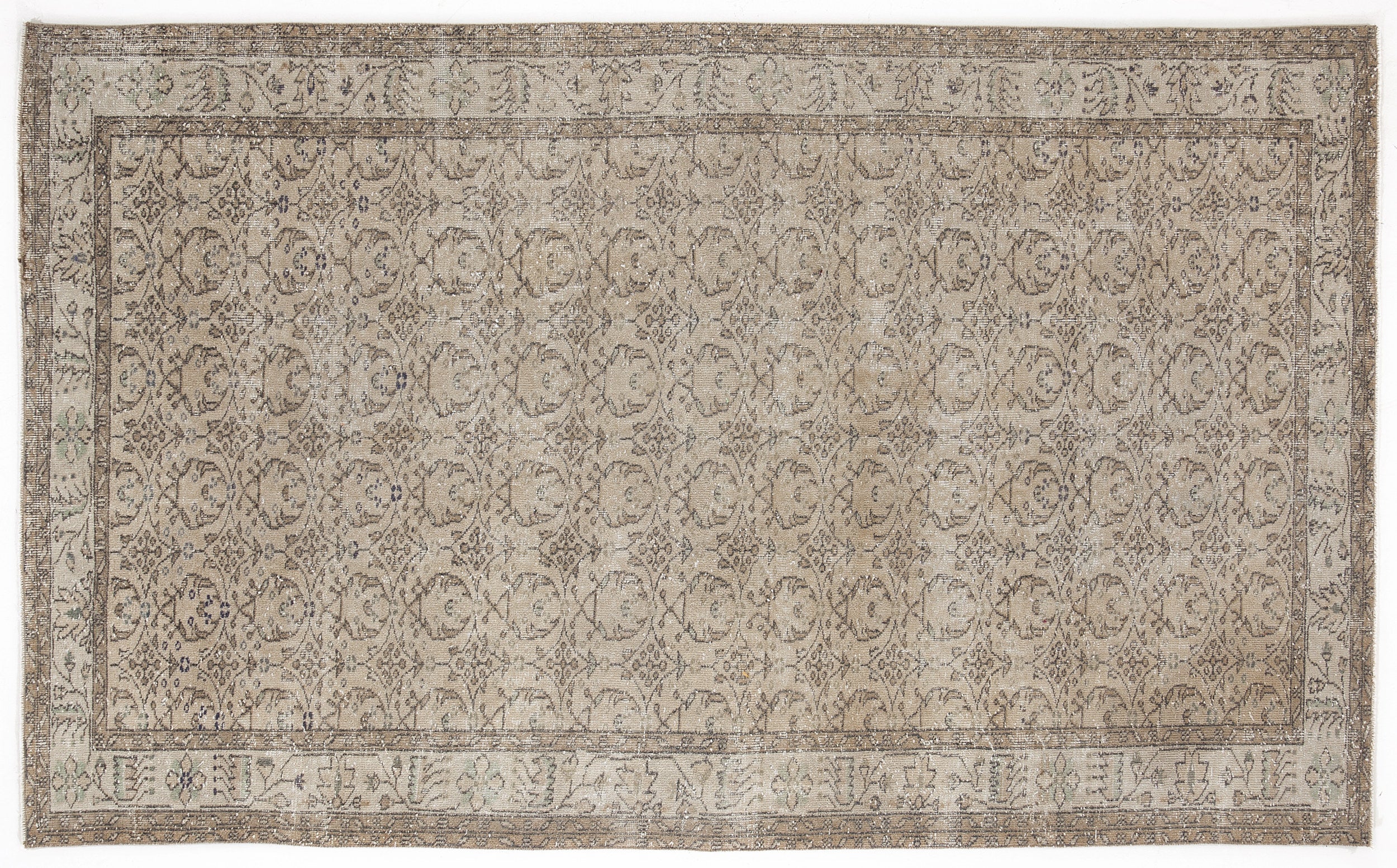 Beige Over Dyed Vintage Rug 5'7'' x 9'3'' ft 170 x 281 cm