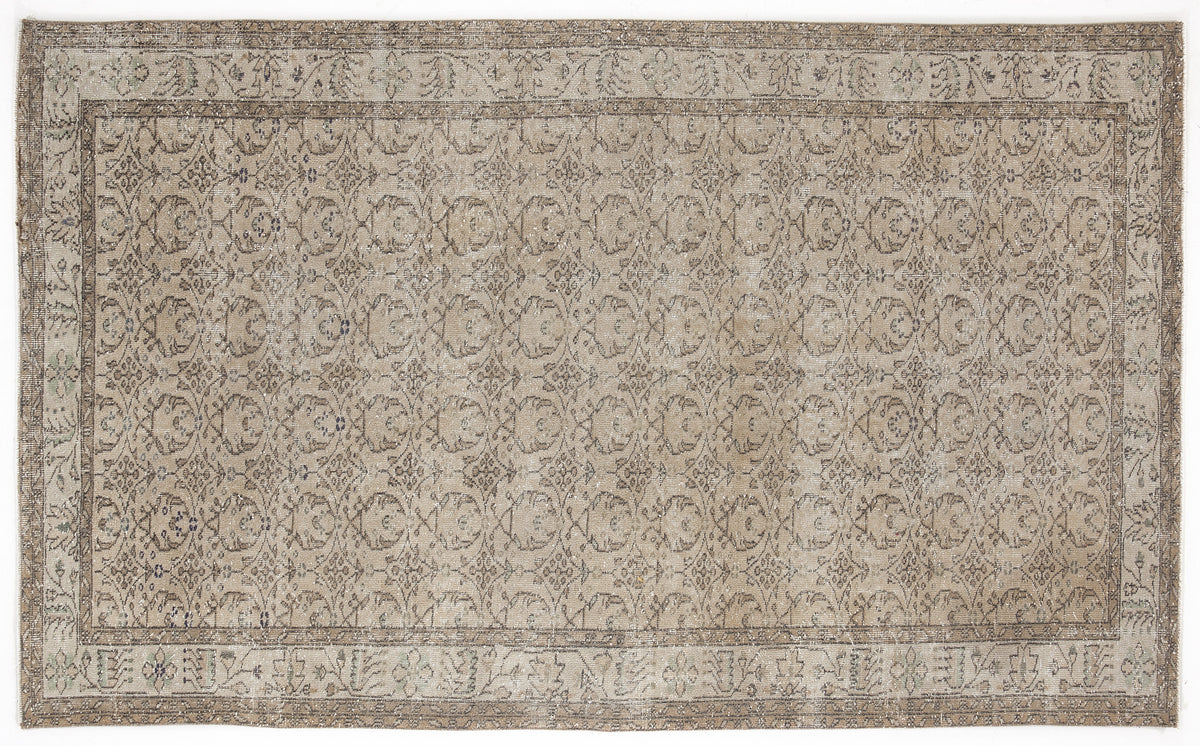 Beige Over Dyed Vintage Rug 5&#39;7&#39;&#39; x 9&#39;3&#39;&#39; ft 170 x 281 cm