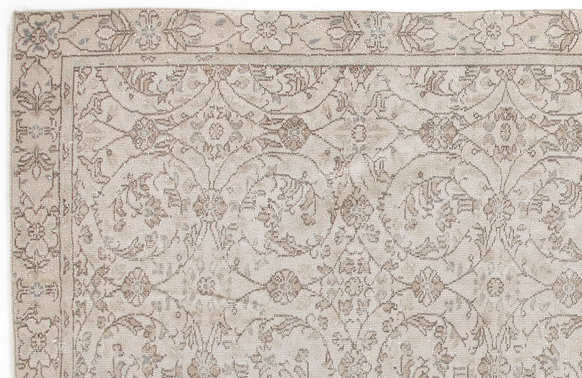 Beige Over Dyed Vintage Rug 5'2'' x 9'9'' ft 158 x 298 cm