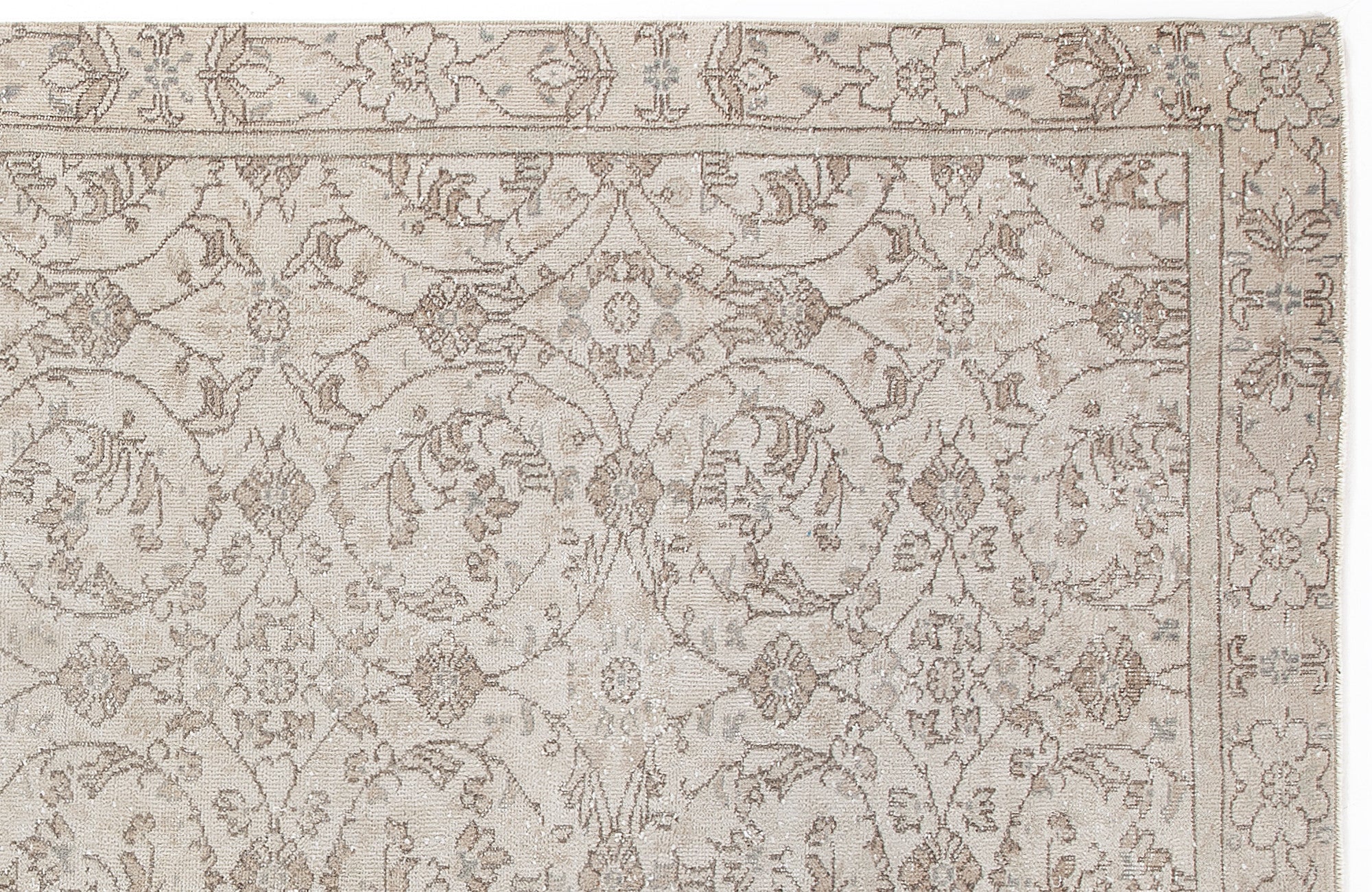 Beige Over Dyed Vintage Rug 5'2'' x 9'9'' ft 158 x 298 cm