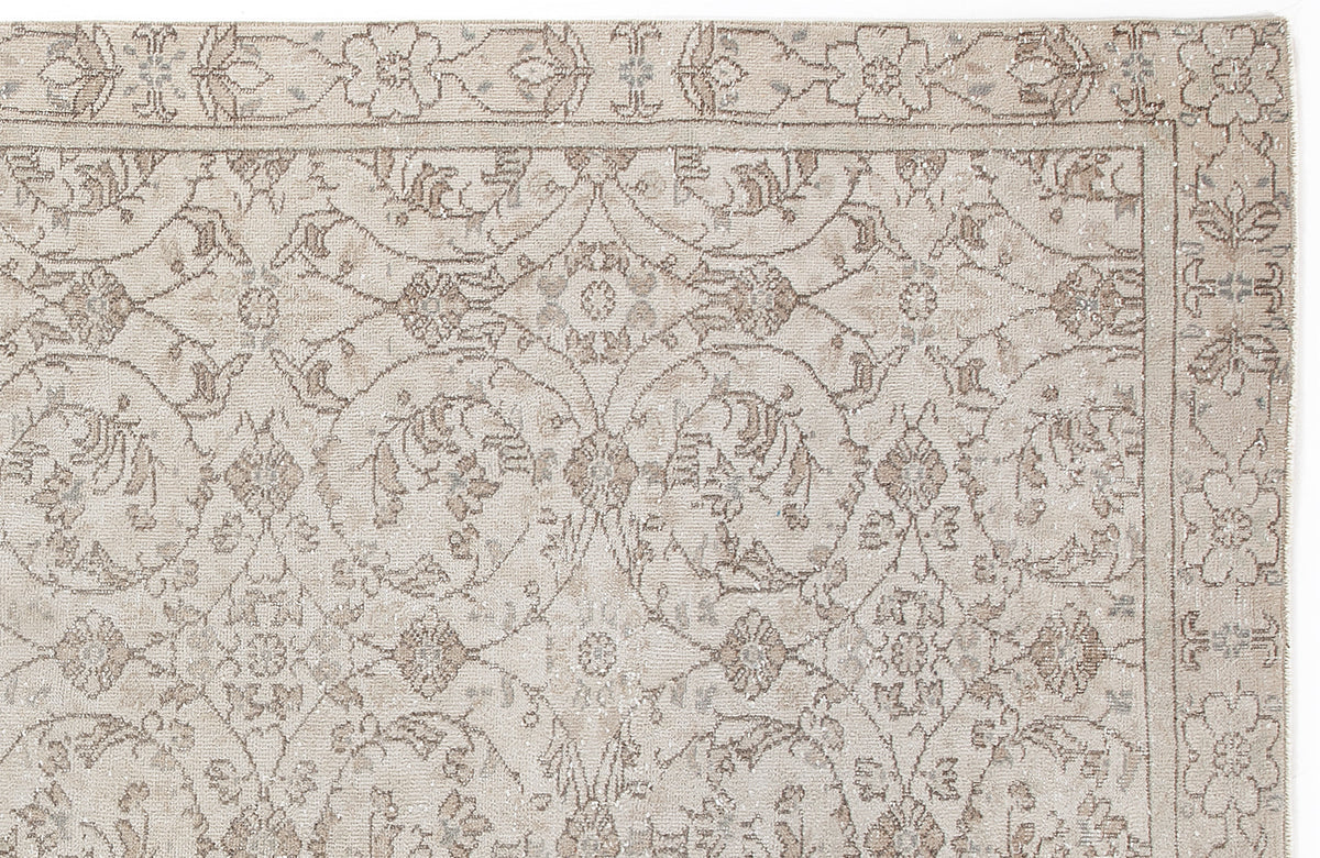 Beige Over Dyed Vintage Rug 5&#39;2&#39;&#39; x 9&#39;9&#39;&#39; ft 158 x 298 cm