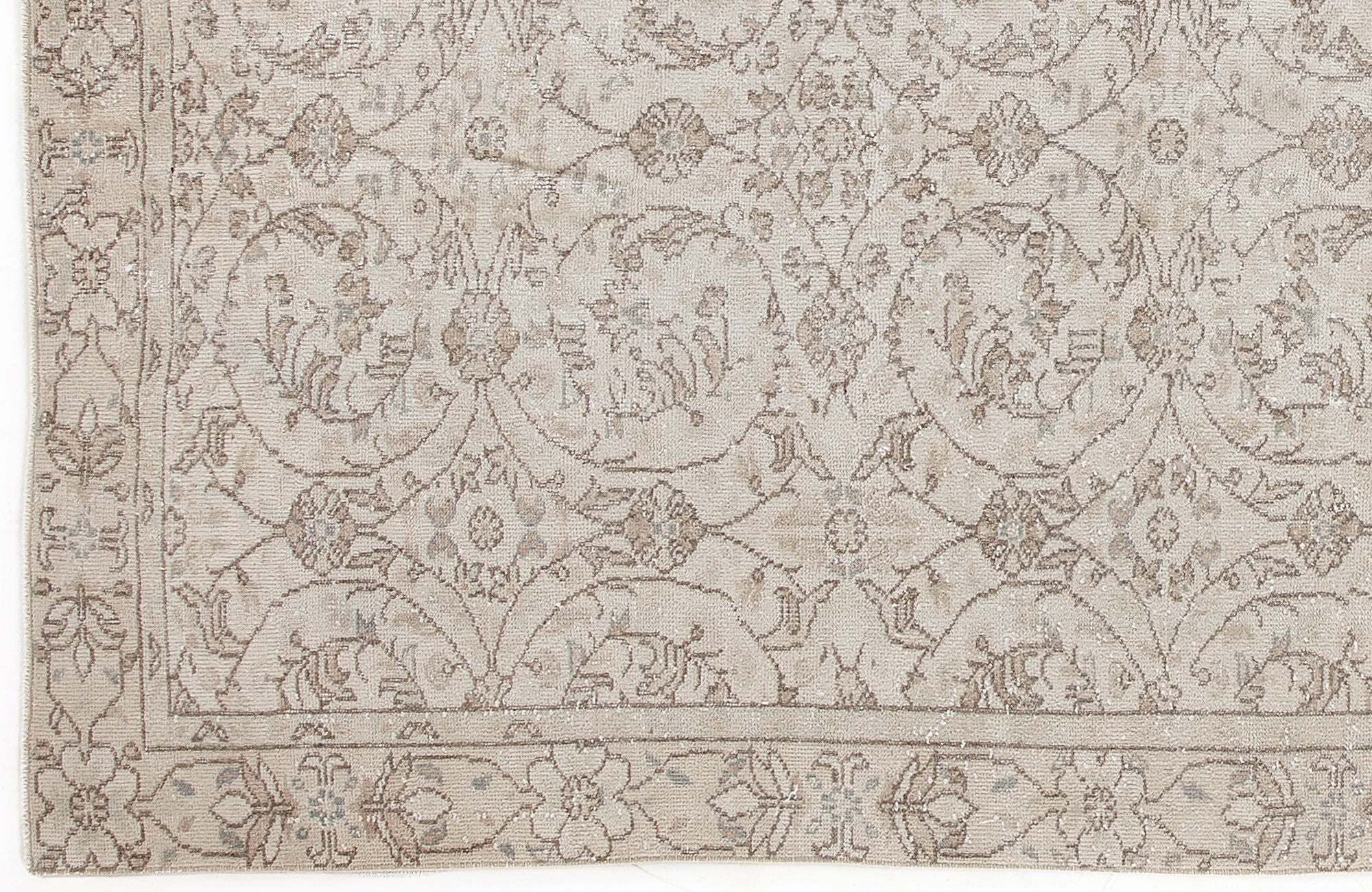 Beige Over Dyed Vintage Rug 5'2'' x 9'9'' ft 158 x 298 cm