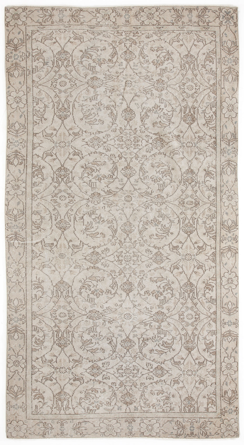 Beige Over Dyed Vintage Rug 5'2'' x 9'9'' ft 158 x 298 cm