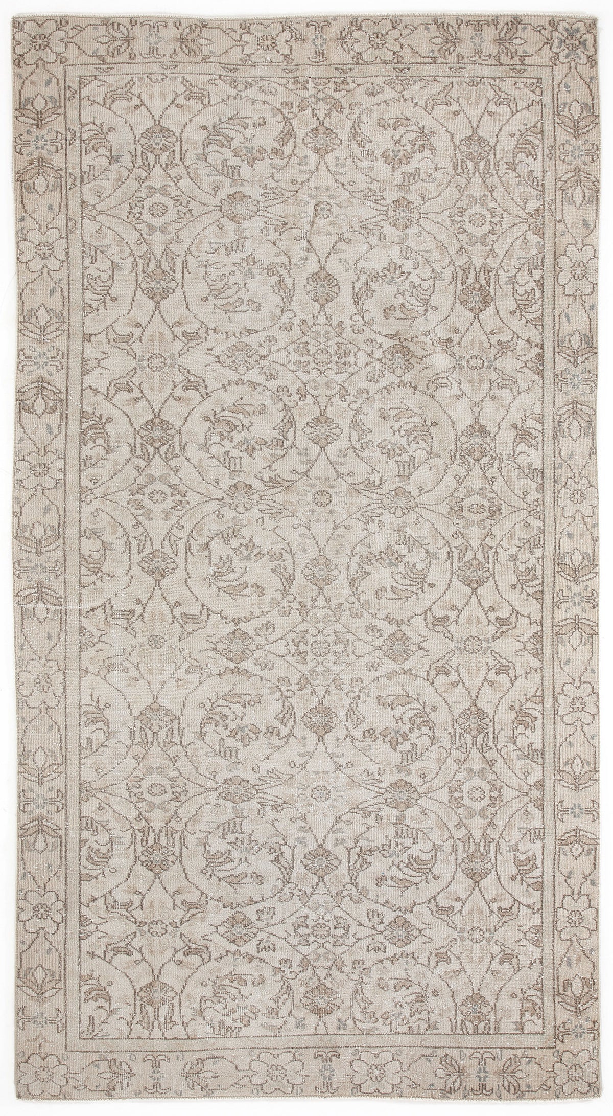 Beige Over Dyed Vintage Rug 5&#39;2&#39;&#39; x 9&#39;9&#39;&#39; ft 158 x 298 cm
