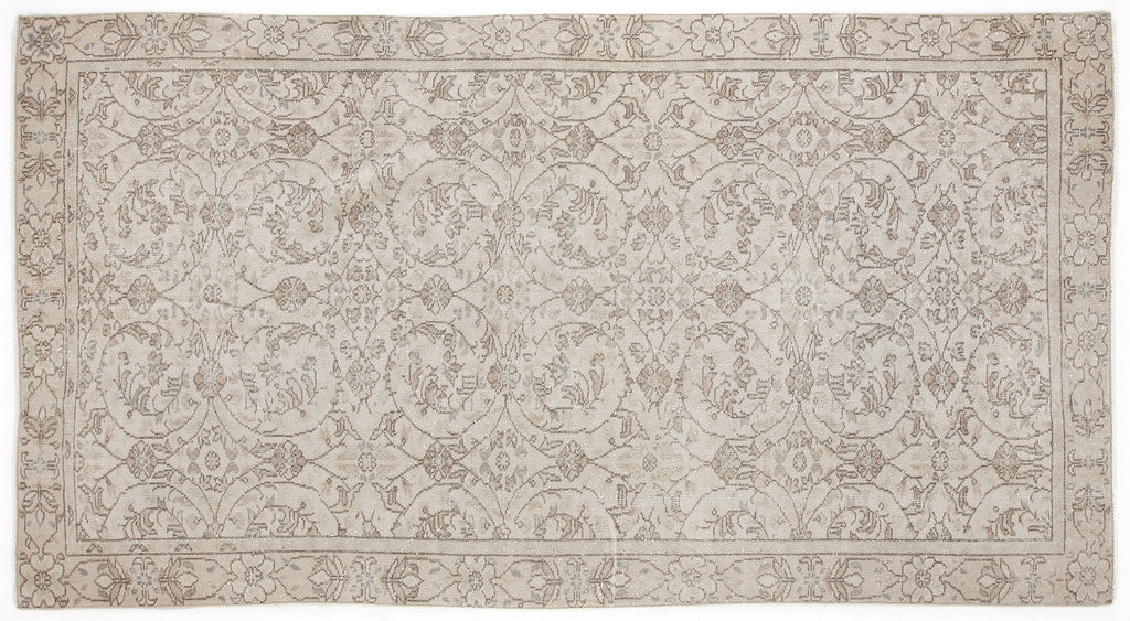 Beige Over Dyed Vintage Rug 5'2'' x 9'9'' ft 158 x 298 cm