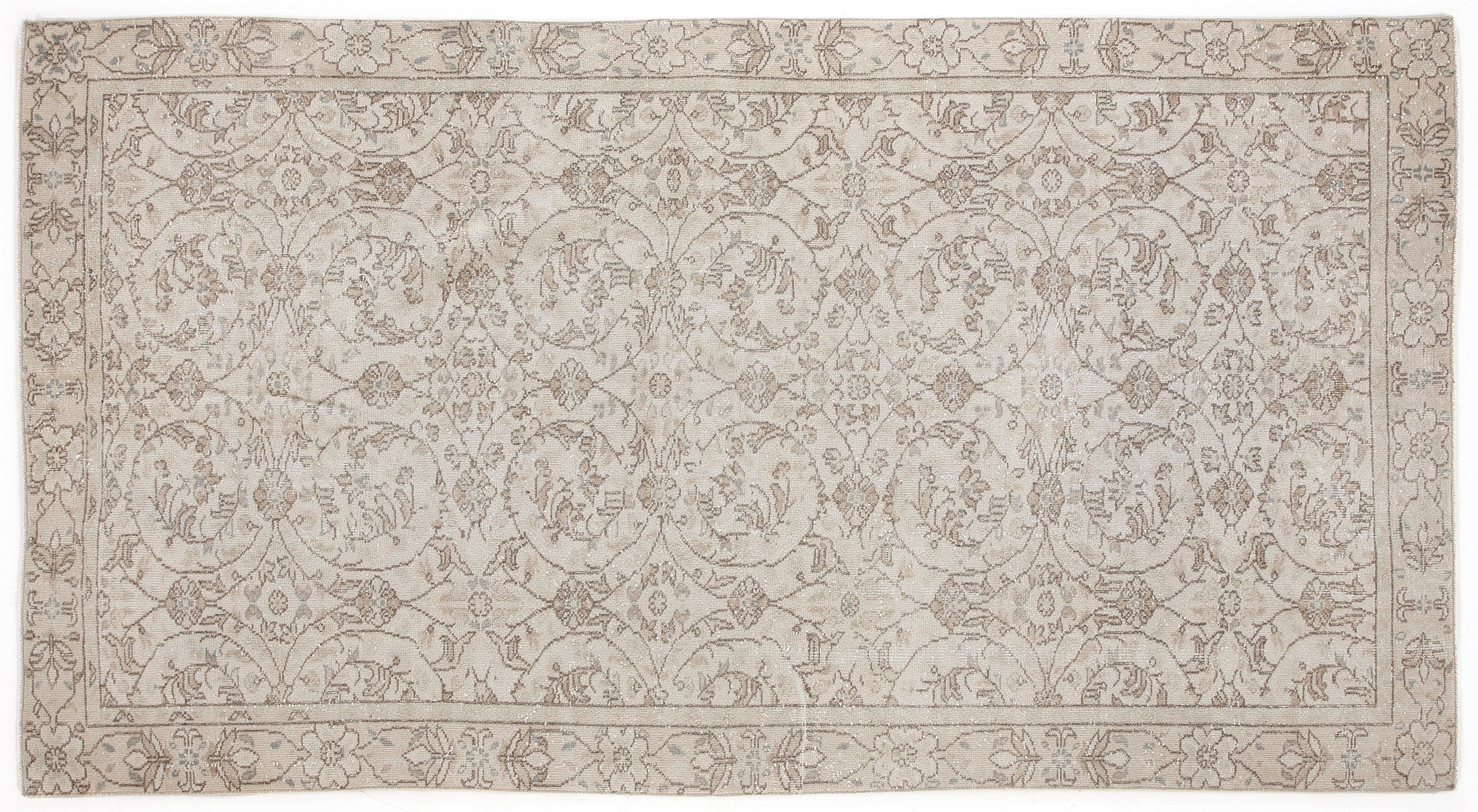 Beige Over Dyed Vintage Rug 5'2'' x 9'9'' ft 158 x 298 cm