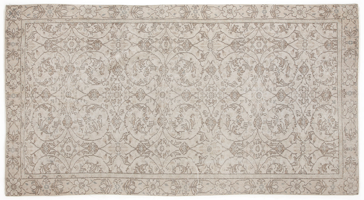 Beige Over Dyed Vintage Rug 5&#39;2&#39;&#39; x 9&#39;9&#39;&#39; ft 158 x 298 cm