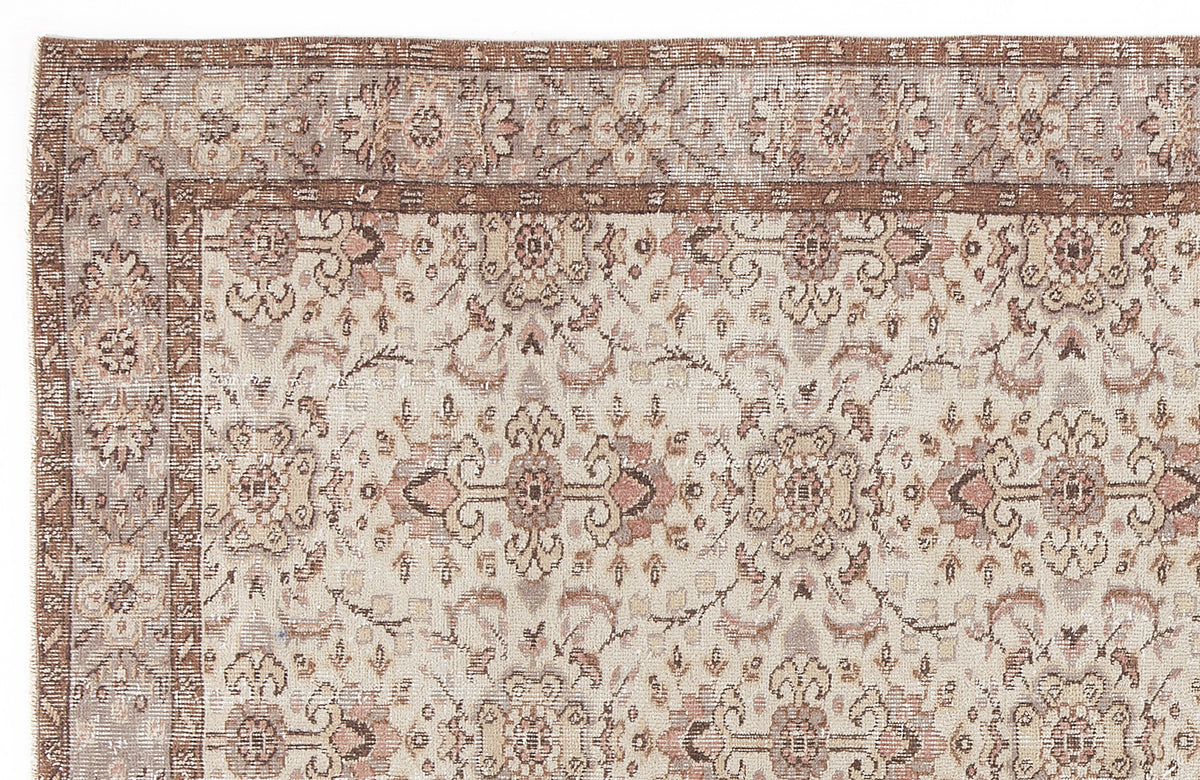 Beige Over Dyed Vintage Rug 5&#39;5&#39;&#39; x 8&#39;10&#39;&#39; ft 166 x 270 cm